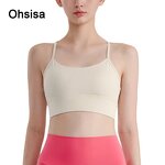 Yoga Crop Top Manufacturer - High-End Nude Spaghetti Straps Training Elastic Sports Bra