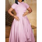 High Waist Evening Dress Manufacturer - Elegant Solid Color Collar Large Swing