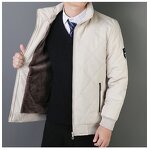 Men's Cotton Jacket Manufacturer - 2025 Stand up Collar Velvet Diamond Grid Warm