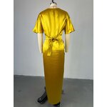 V-neck Casual Dress Manufacturer - 2025 Short Sleeve High Waist Slit Plus Size