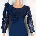 African Evening Gown Manufacturer - 2025 Plus Size Long Sleeve Sequined Flower High Waist