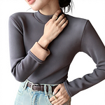 Plush Warm Shirt Manufacturer - Semi High Neck Slim Fit Long Sleeve for Autumn Winter