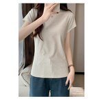 Cotton T-shirt Manufacturer - 2025 Straight Shoulder Slimming Round Neck Layered