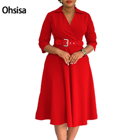 Plus Size Dress Manufacturer - 2025 Pure Color Large Skirt Career for Autumn