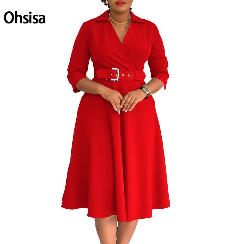 Plus Size Dress Manufacturer - 2025 Pure Color Large Skirt Career for Autumn