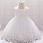 Baby Girl Dress Manufacturer - 2024 Flower Pompadour Solid Color Mesh Cute Children