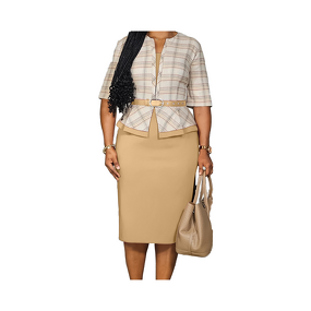 Striped Grid Dress Manufacturer - 2025 V-neck Bag Hip Elegant Head Set Skirt