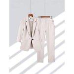 Women's Professional Set Manufacturer - 2025 V-neck Big Collar One Button Nine Sleeve