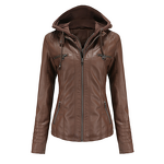 Hooded Leather Jacket Manufacturer - PU Water Washable Detachable for Spring Autumn