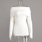 Women's Off Shoulder Top Manufacturer - Long Sleeved Knitted Solid Color One Shoulder Sexy Slim