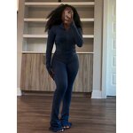 Women's Sports Set Manufacturer - 2025 Sexy Tight Long Sleeve Two Piece