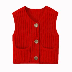 V-neck Knit Vest Manufacturer - Button Waistcoat Sleeveless for Women Spring Autumn