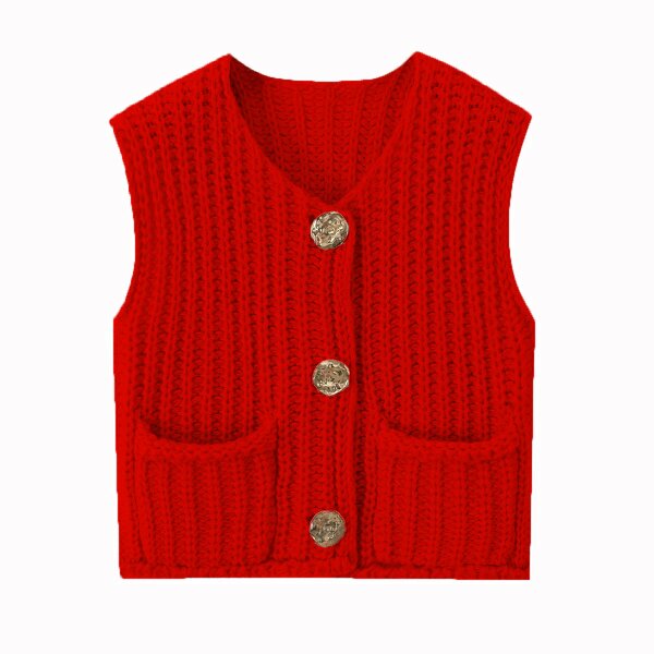 V-neck Knit Vest Manufacturer - Button Waistcoat Sleeveless for Women Spring Autumn