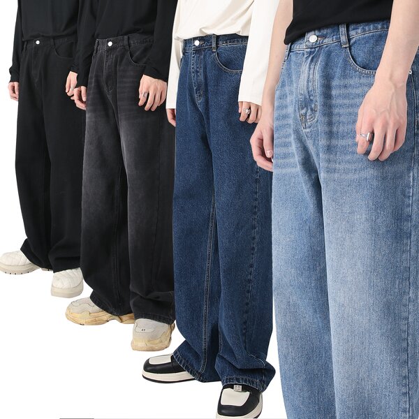 Men's Denim Jeans Manufacturer - 2025 Vintage Straight Loose Mid-Rise Elastic Waist