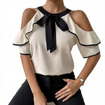 Double-layer Shirt Manufacturer - 2025 Bow Collar Short Sleeved for Women Summer