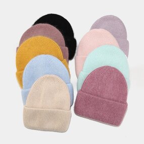 Knitted Hat Manufacturer - 2025 Autumn/Winter Warm Solid Color Vertical Stripe Ear Protection