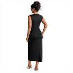 Bow Sleeveless Dress Manufacturer - 2025 Slim Fit Slit Round Neck for Women Autumn