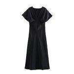 V-neck Dress Manufacturer - Short Sleeved Textured Sexy Elegant Formal Style