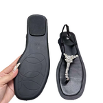Women's Flat Sandals Manufacturer - 2025 Classic Black Round Toe Shiny Crystal Wholesale