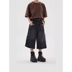 Men's Denim Shorts Manufacturer - Summer Washed Vintage Loose Wide-leg Straight-cut