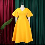 V-neck Evening Dress Manufacturer - 2025 Charm Horn Sleeve Large Skirt Summer