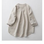 Cotton Casual Blouse Manufacturer - Three-quarter Sleeve Stand Collar Button for Women Summer