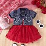 Baby Girl Suit Set Manufacturer - Denim Jacket Sling Lace Dress Head-Free Headdress