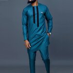 Men's Shirt Pants Set Manufacturer - O-neck Long Sleeve Ethnic Casual for Africa Middle East