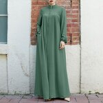 Muslim Cardigan Dress Manufacturer - Vertical Collar Zipper Sluffed Pocket Loose
