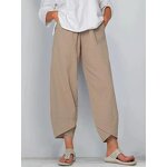 Women's Wide Leg Pants Manufacturer - Casual Straight Leg Bound Feet Cotton Loose Solid Color