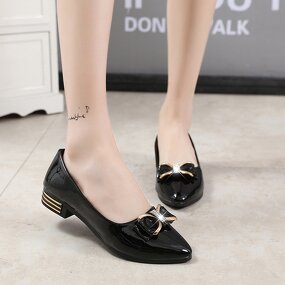 Women's PU Shoes Manufacturer - 2025 Bow Pointed Low Heel Office Casual Sweet