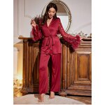 Women's Nightgown Set Manufacturer - 2025 Stitching Lace V-neck Sexy Elegant 2-Piece