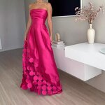 Satin Evening Dress Manufacturer - Patchwork Round Strapless High Waisted Sexy