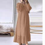 Muslim Robe Manufacturer - 2025 Retro Pocket Ruffle Bubble Sleeve for Women