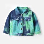 Children's Denim Coat Manufacturer - Korean Tie-dye Short Jeans Lapel Long Sleeve Fashion