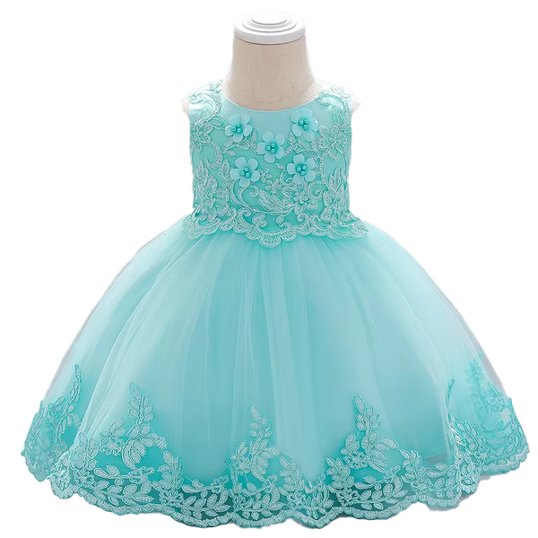 Baby Girl Dress Manufacturer - 2024 Flower Pompadour Solid Color Mesh Cute Children