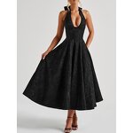 Women's Evening Dress Manufacturer - 2025 V-neck Hanging Neck Sleeveless Bareback Waist
