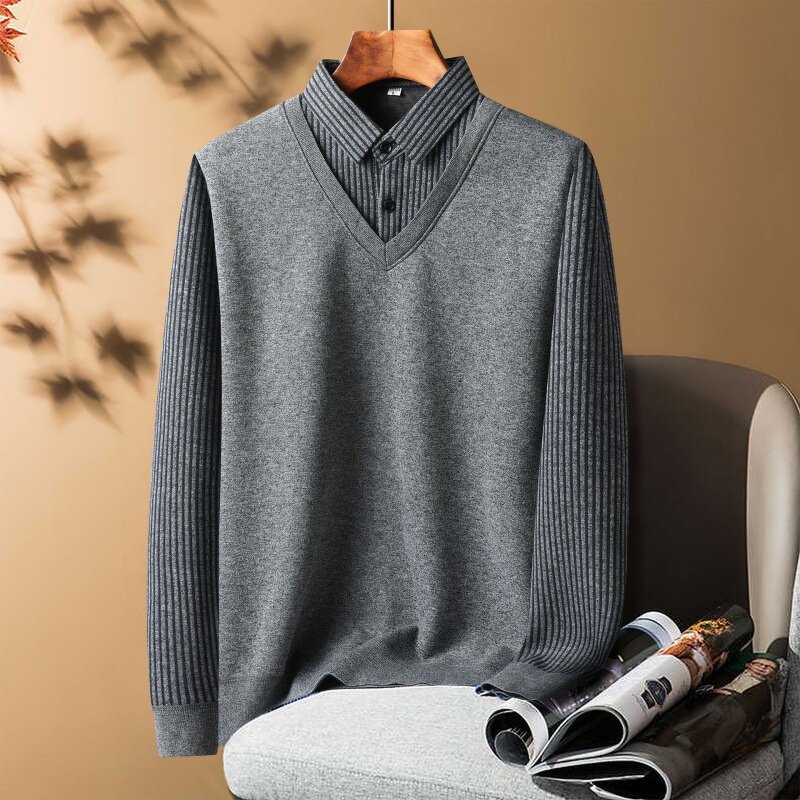 Men's Pullover Sweater Manufacturer - Round Neck Thickened Velvet 100% Polyester Loose Casual