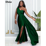 Bridesmaid Dress Manufacturer - 2025 One Shoulder Mermaid Sleeveless Slit Long