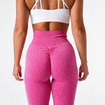 Women's Yoga Pants Manufacturer - 2024 Solid Color Hip Pleated Seamless Leggings Slim