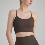 Yoga Crop Top Manufacturer - High-End Nude Spaghetti Straps Training Elastic Sports Bra