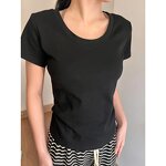 Women's T-shirt Manufacturer - 2025 Short Sleeve Solid Color Straight Shoulder Base