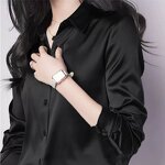 Satin Blouse Manufacturer - High-Grade Silky Long-Sleeve Loose Pure Color Luxury