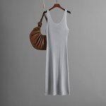 Knitted Suspender Dress Manufacturer - Solid Color Back Slit Bag Buttocks for Women Summer