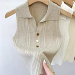 Ice Silk Polo Vest Manufacturer - 2025 Lapel Sleeveless Thin Knit for Women Summer Autumn