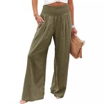 Women's Joggers Manufacturer - Autumn Cotton Linen Plus Size Elastic Waist Loose Wide Leg