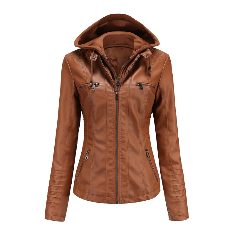 Hooded Leather Jacket Manufacturer - PU Water Washable Detachable for Spring Autumn
