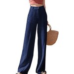Women's Wide Leg Pants Manufacturer - Linen High Waist Slimming Vertical Straight Tube