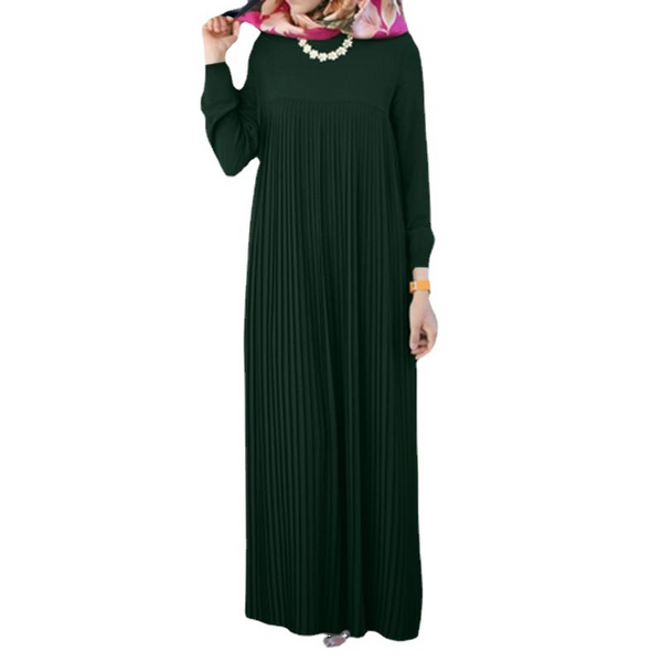 Arabian Jalabiya Manufacturer - Pleated Solid Color Long Sleeve for Muslim Women