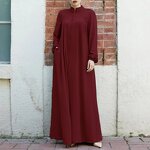 Muslim Cardigan Dress Manufacturer - Vertical Collar Zipper Sluffed Pocket Loose